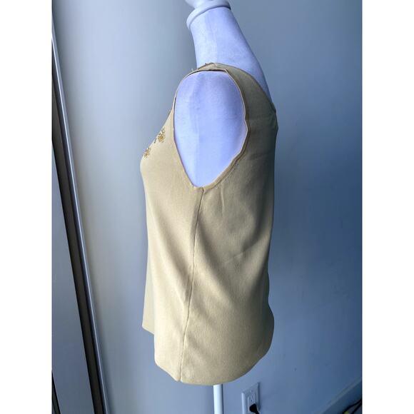 Tan Beaded Joseph A. Vintage Womens Tank Top Blouse Size Medium - Picture 4 of 6